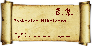 Boskovics Nikoletta névjegykártya